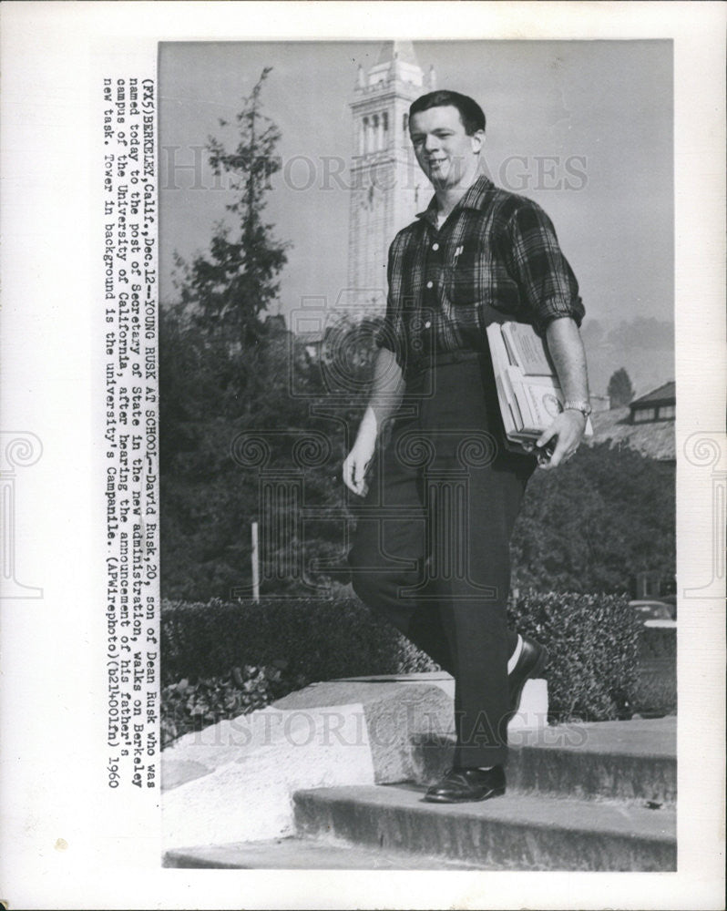 1960 Press Photo David Rusk,Berkeley Campus of U of Calif - Historic Images