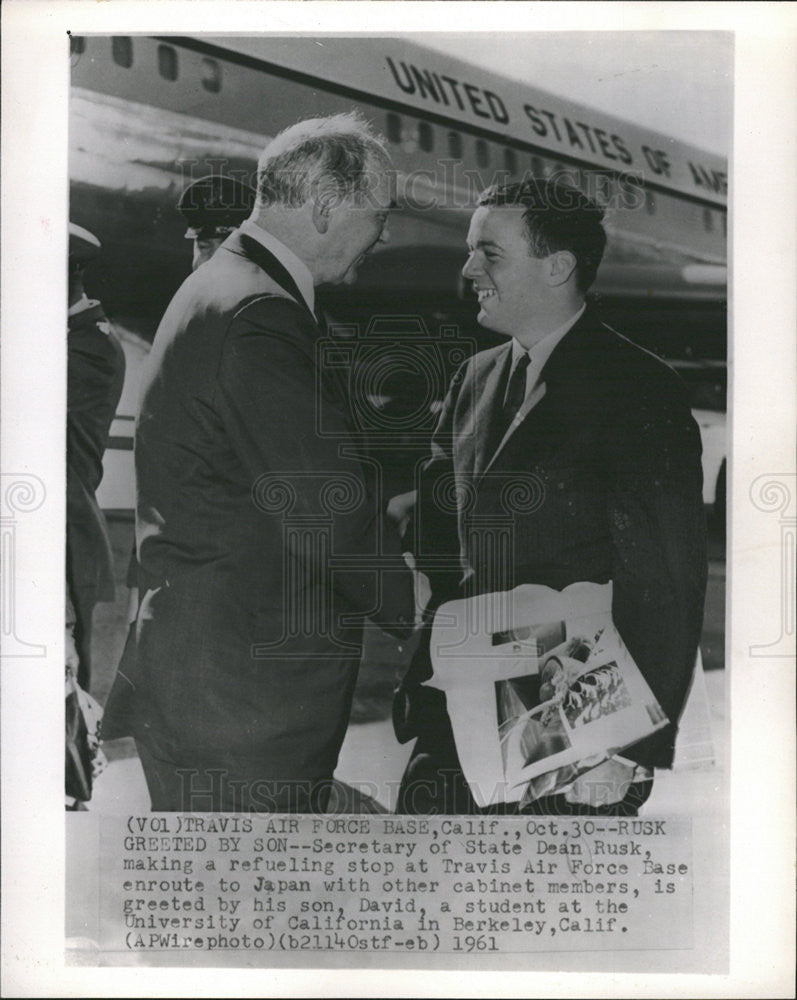 1961 Press Photo Secretary of State Dean Ruck and Her Son David - Historic Images