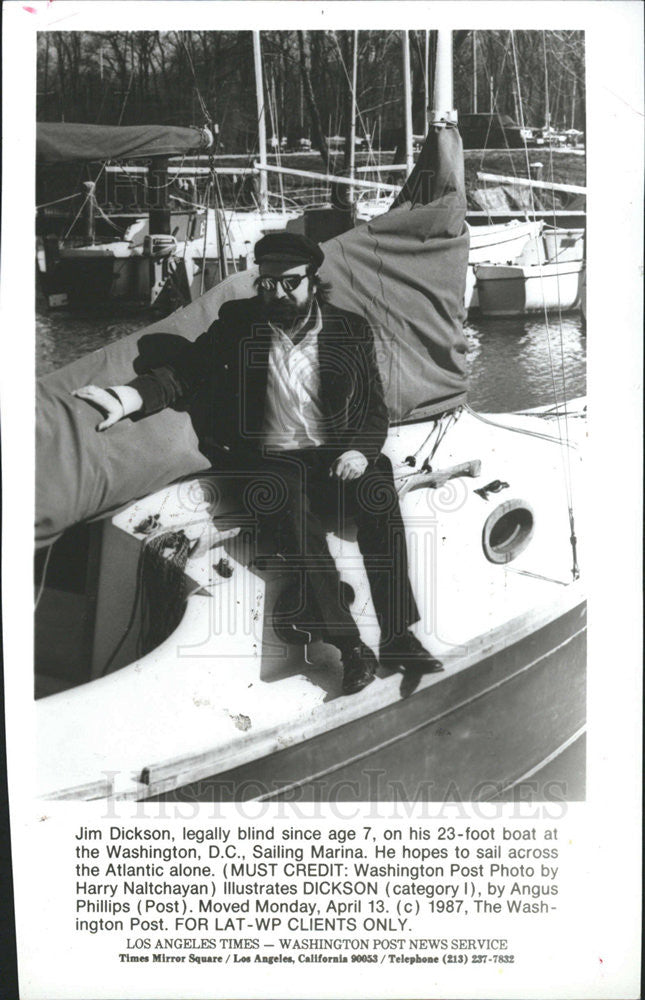 1987 Press Photo Blind Man To Sail Atlantic Alone - Historic Images