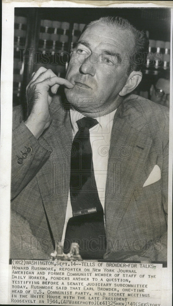 1944 Press Photo Howard Rushmore, Reporter on New York Journal American - Historic Images
