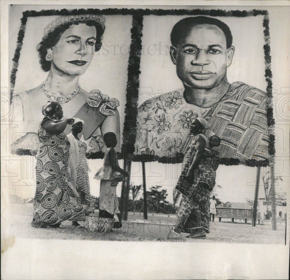 1961 Press Photo Portraits of Queen Elizabeth and Kwame Nkrumah of Ghana - Historic Images