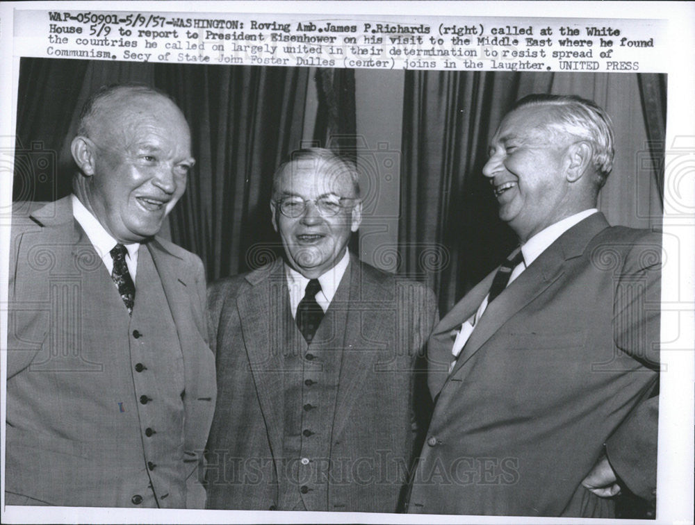 1957 Press Photo James P Richards President Eisenhower Middle East Meeting - Historic Images