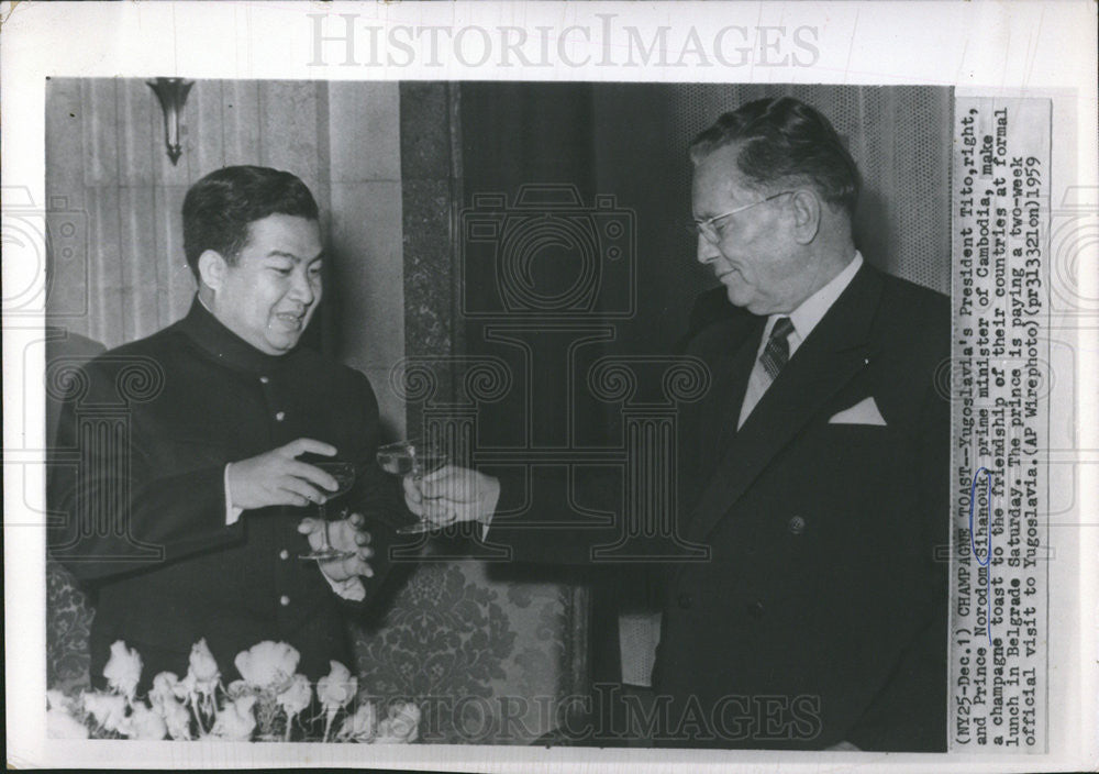 1961 Press Photo Prime Minister Cambodia Prince Norodom Yugoslavia Tito - Historic Images