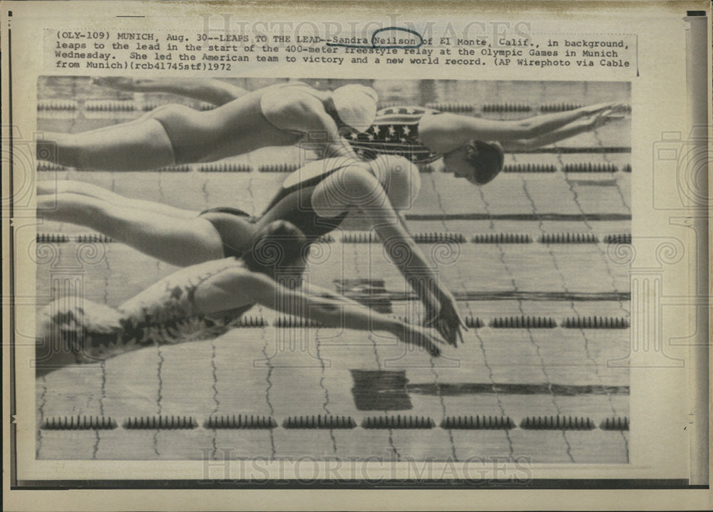 1972 Press Photo Sandra Neilson Munich Olympics Freestyle Swimming - Historic Images