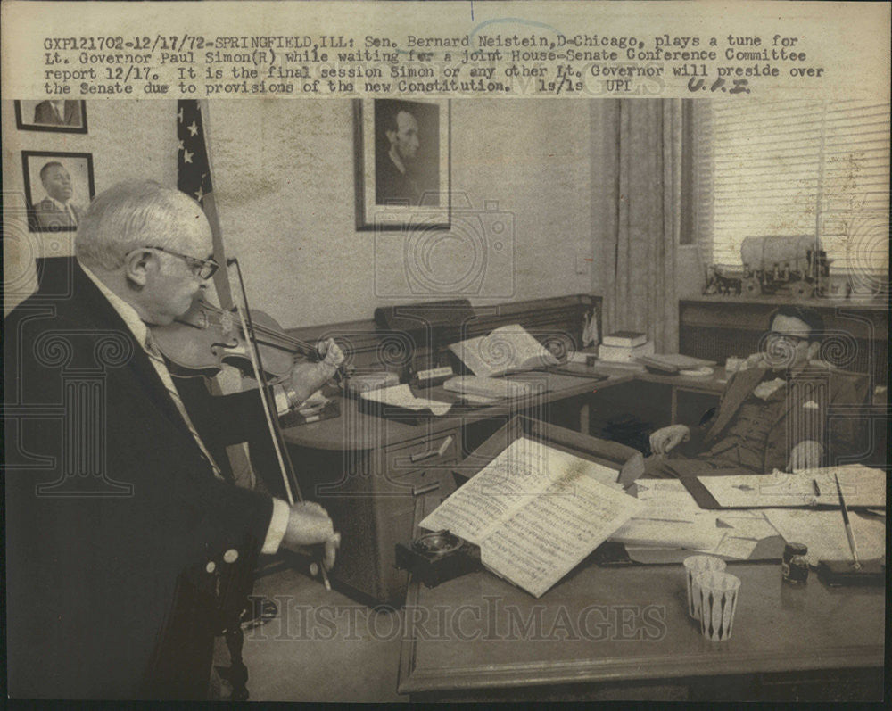 1972 Press Photo Senator Neisten Music Chicago Governor Simon Joint Conference - Historic Images