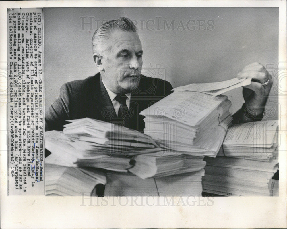 1964 Press Photo James McMahon asst. director Illinois Department Public Safety - Historic Images