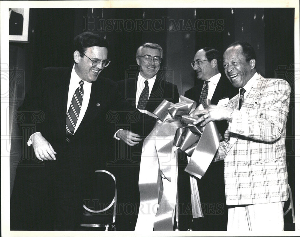 1991 Press Photo Richard G Austin,Gus Savage,Gov Jim Edgar,Ralph Metcalf - Historic Images