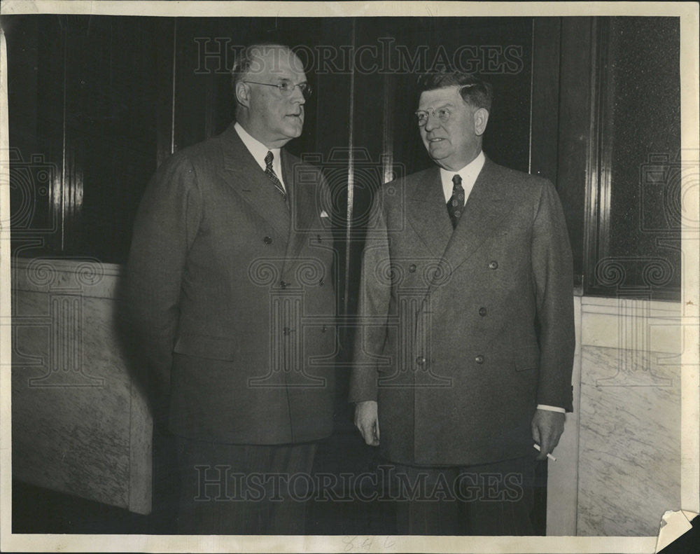 1938 Press Photo Guy R. Richardson, Chicago Surface Lines President, Mayor Kelly - Historic Images