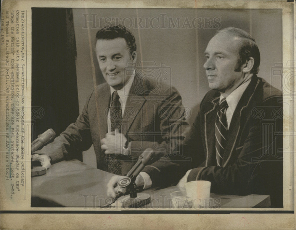 1974 Press Photo House Judiciary Committee Member Paul Sarbanes Thomas Railsback - Historic Images