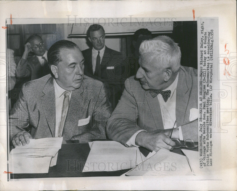 1958 Press Photo Mayor Richard Daley Chicago Illinois Senator Paul Douglas - Historic Images