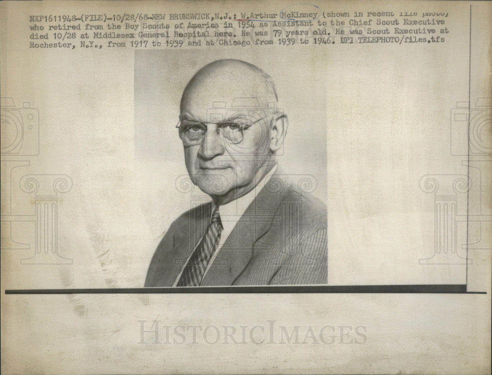 1968 Press Photo Boy Scout Of Am Secy W Aurthur McKinney Dies At 79 - Historic Images