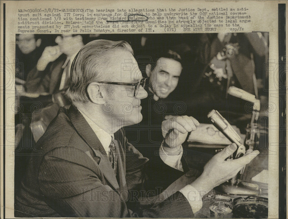 1972 Press Photo Richard McLaren United States Justice Department Executive - Historic Images