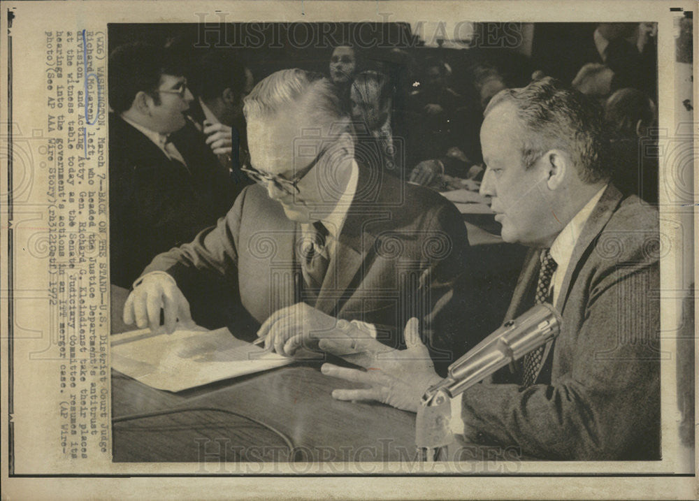 1972 Press Photo Richard McLaren US Court Judge Senate Judiciary committee - Historic Images