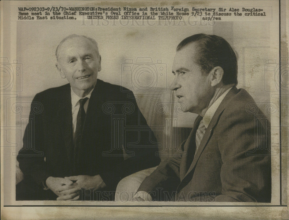 1970 Press Photo Pres Nixon &amp; British Foreign Secretary Sir Alec Douglas Home - Historic Images