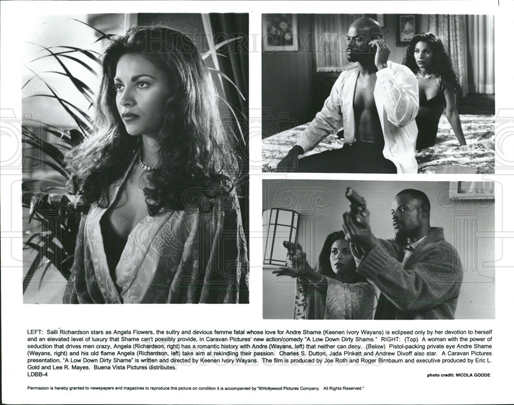 Press Photo Salli Richardson &amp; Keenen Ivory Wayans in &quot;A Low Down Dirty Shame&quot; - Historic Images