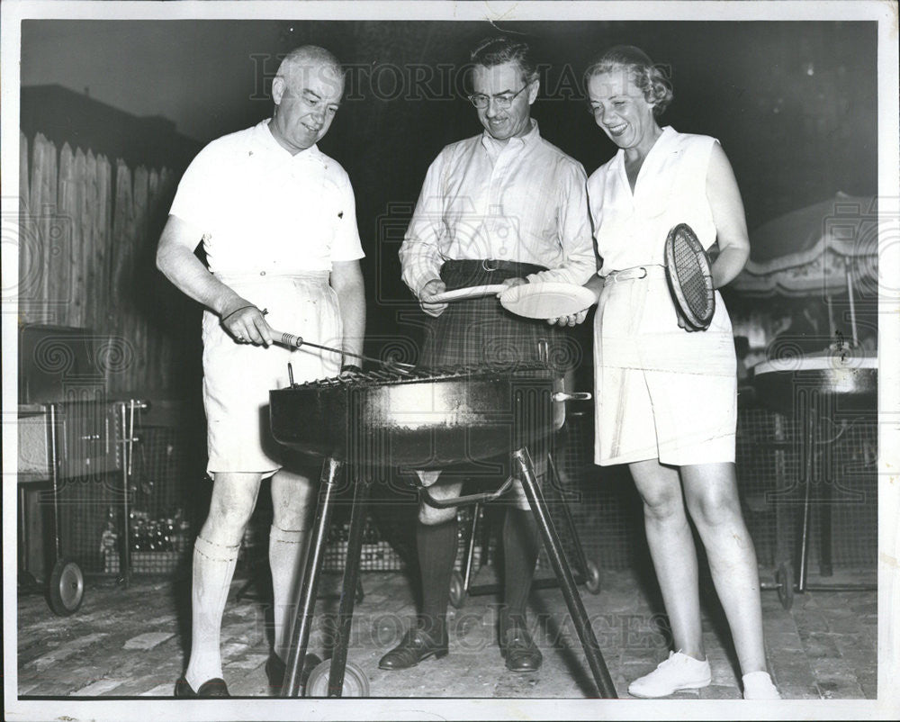 1957 Press Photo RM Rice, D. Tyler &amp; Mrs William Watkins Wapsi Valley Tennis clb - Historic Images