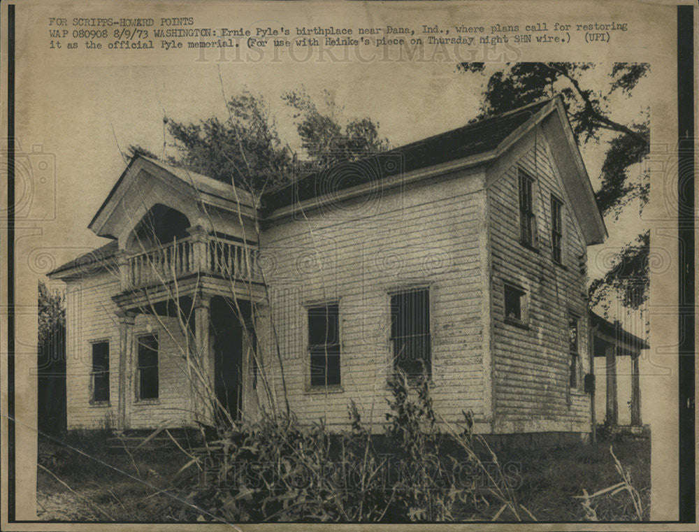 1973 Press Photo Ernie Pyle American Journalist Birthplace - Historic Images