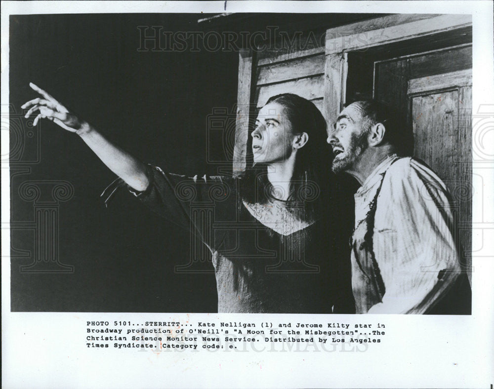 1986 Press Photo Kate Nelligan & Jerome Kilty star in A Moon for the  Misbegotten