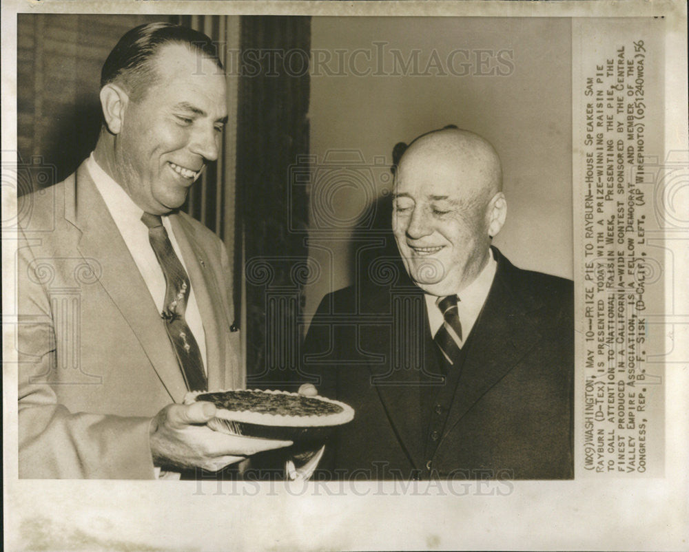 1956 Press Photo B.F.Sisk American politician US Speaker National Raisin Week - Historic Images