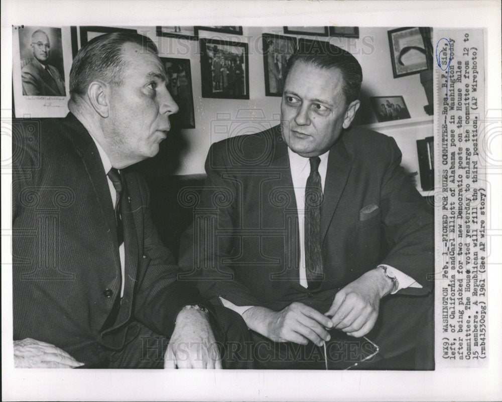 1961 Press Photo Carl Elliott Alabama Representative House Rules Committee. - Historic Images