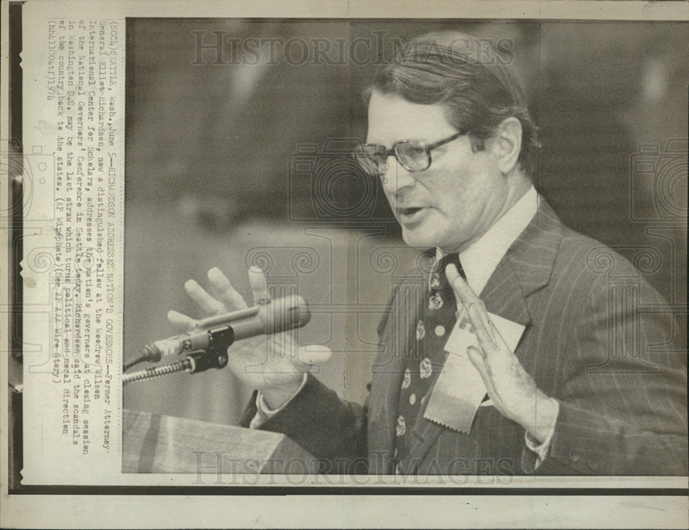 1974 Press Photo Attorney General Elliot Richardson - Historic Images