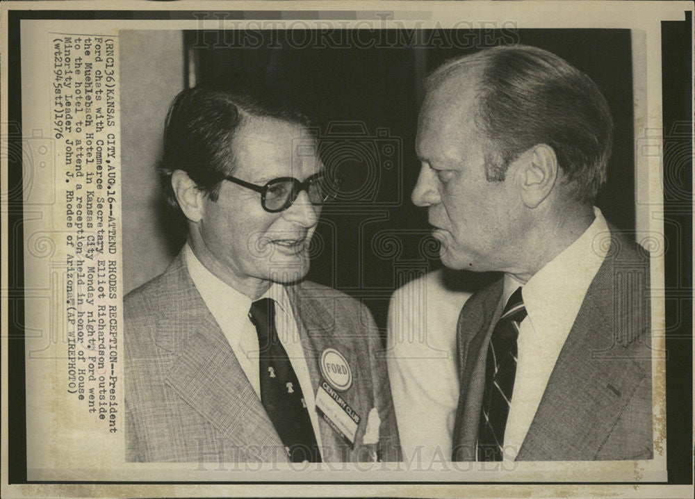 1976 Press Photo President Ford Commerce Secretary Elliot Richardson - Historic Images