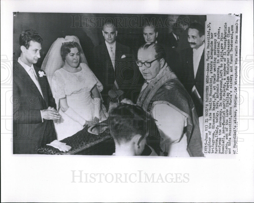 1960 Press Photo Anna Maria Benito Mussolini Italian Minister Galeazo Ciano - Historic Images