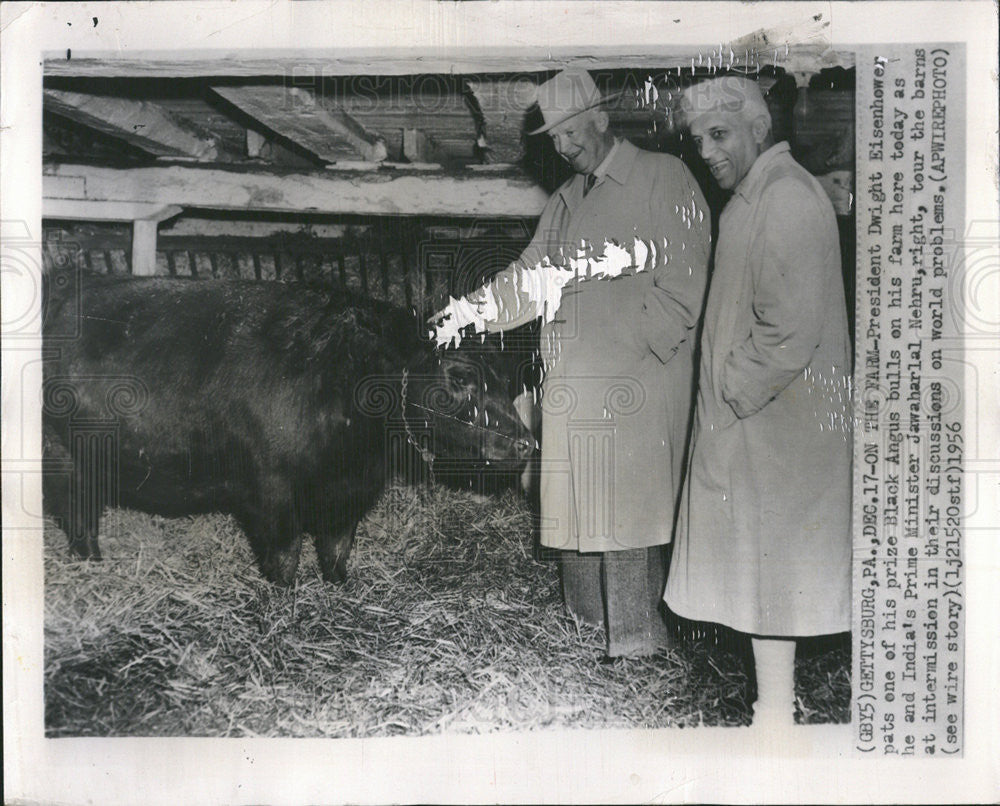 1956 Press Photo President Dwight Eisenhower Indian Prime Minister J Nehru - Historic Images