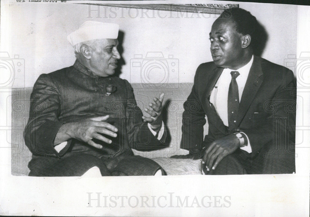 1960 Press Photo Jawaharlal Nehru Indian Prime Minister Kwame Nkrumah President - Historic Images