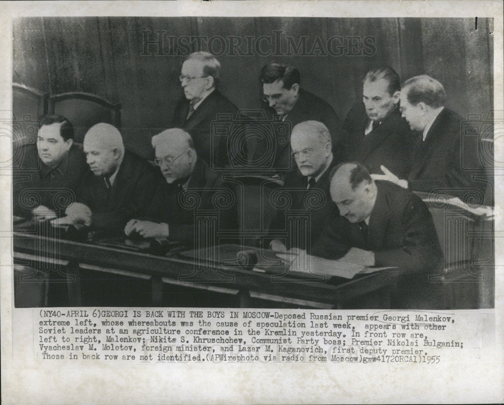 1955 Press Photo Georgi Malenkov Russian Premier - Historic Images