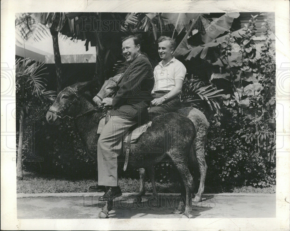 1959 Press Photo Walter Reuther &amp; James B. Carey Riding Donkeys in Puerto Rico - Historic Images