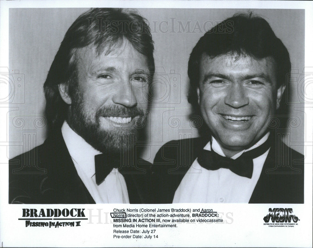 1990 Press Photo Chuck Norris Aaron Norris Braddock Missing in Action III - Historic Images