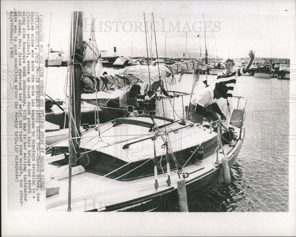 1965 Press Photo Sharon Sites American Honolulu Crossing Coast Guard Los Angeles - Historic Images