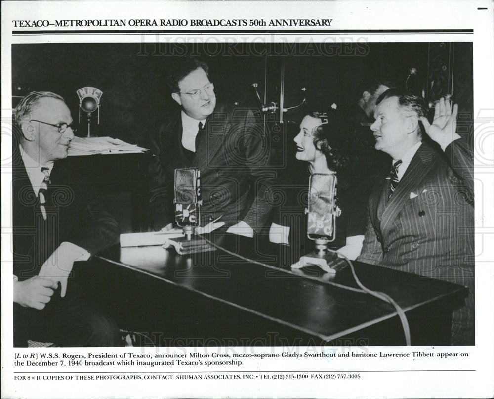 1940 Press Photo W.S.S. Rogers President Exaco announcer Milton Cross Swarthout - Historic Images