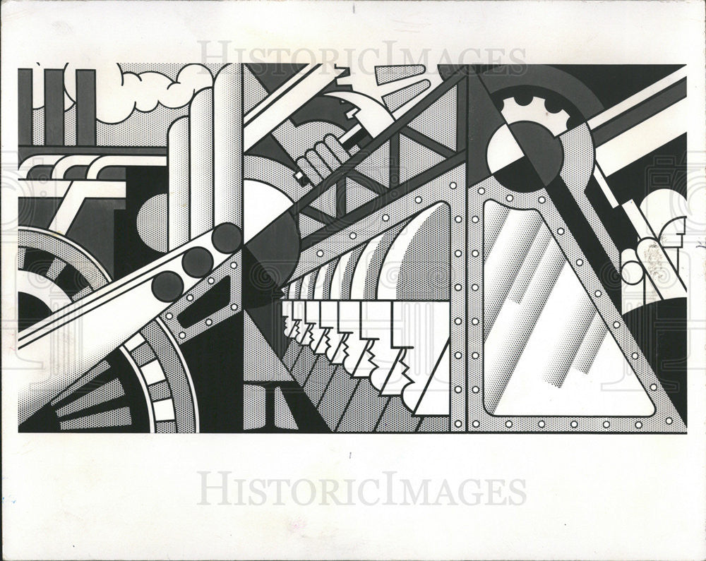 1970 Press Photo &quot;Preparedness&quot; by Roy Lichtenstein&#39;s 1969 Oil &amp; Magna Canvas - Historic Images