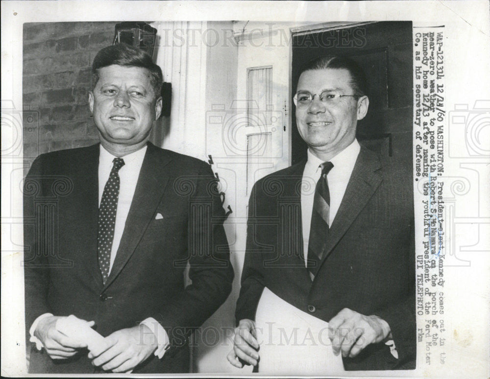 1961 Press Photo John Kennedy President Elect Robert McNamara Secretary Defense - Historic Images