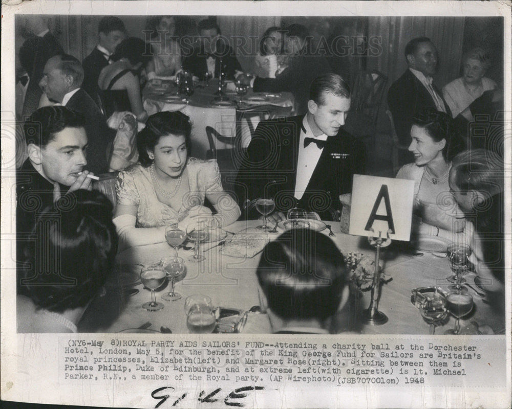 1948 Press Photo Britain royal princess Elizabeth Margaret Rose Prince Philip - Historic Images