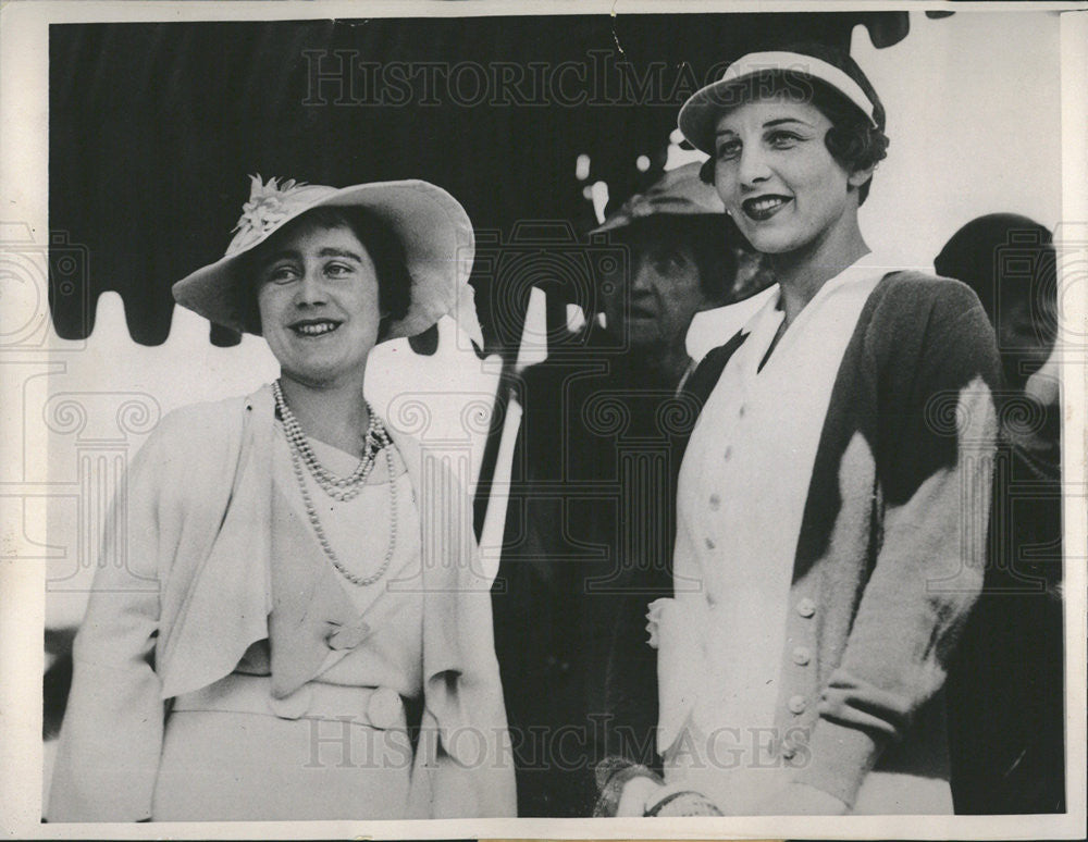 1936 Press Photo Queen Elizabeth Duchess York Helen Wills Moddy Wimbledon - Historic Images