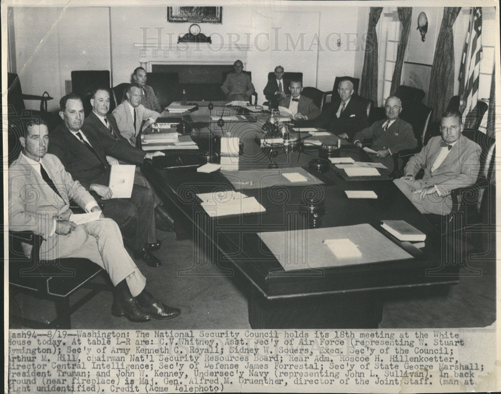 1948 Press Photo National Security Council meeting White House - Historic Images