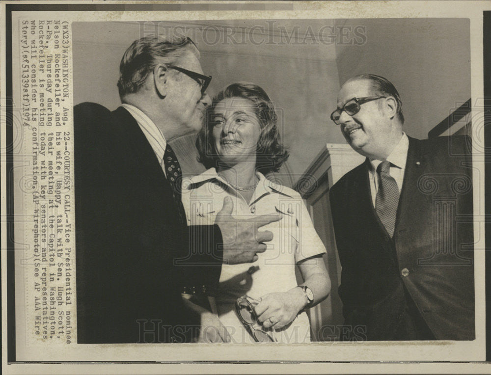 1974 Press Photo Nelson Happy Rockefeller - Historic Images