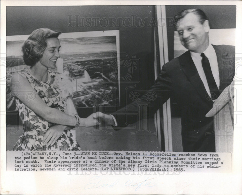 1963 Press Photo Nelson Happy Rockefeller - Historic Images