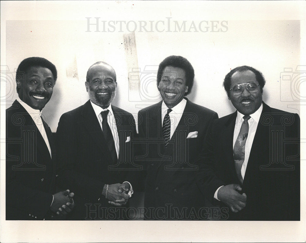 1990 Press Photo Lerone Bennett  Johnathan Rodgers Paul Freeman Mayor Harold - Historic Images