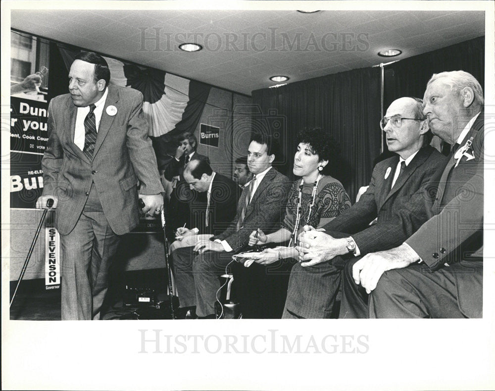 1986 Press Photo Adalai Stevenson Sheriff Richard Elrod Harry Semrow Board - Historic Images