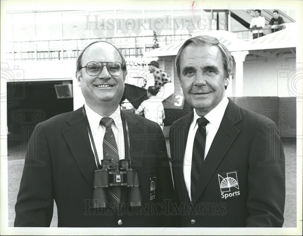 1984 Press Photo Host Dick Enberg and Expert Analyst Pete Axthelm - Historic Images