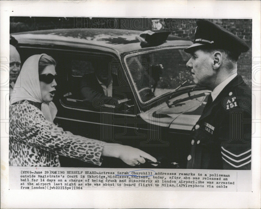 1964 Press Photo Sarah Churchill Released Jail After Drunk Disorderly Charges - Historic Images