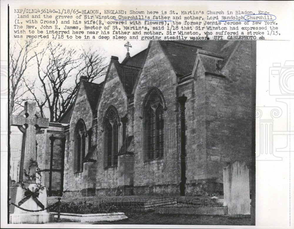 1965 Press Photo Graves Of Winston Churchill&#39;s Parents - Historic Images