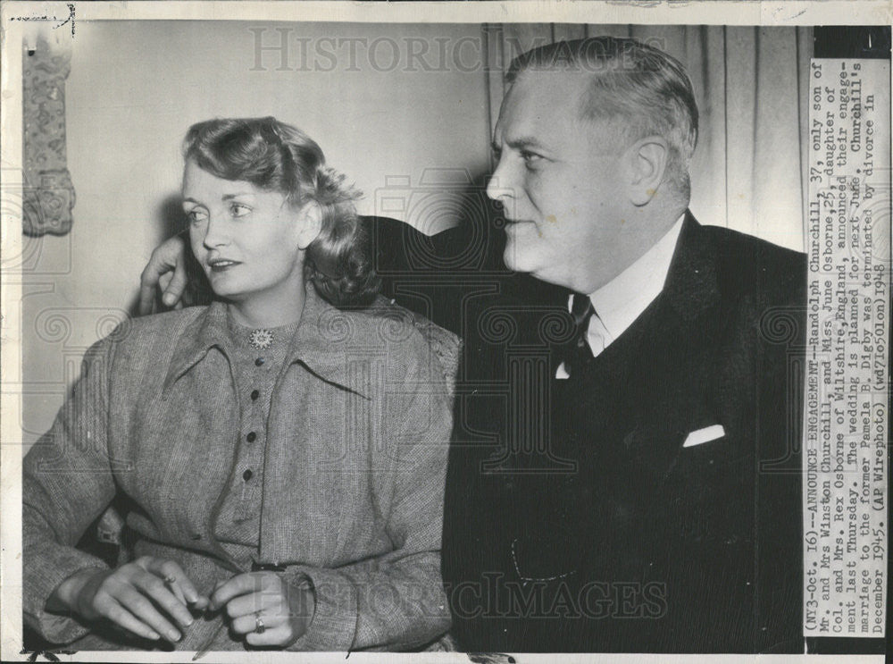 1948 Press Photo Randolph Churchill Engaged To Jane Osborne - Historic Images