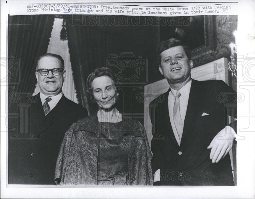 1961 Press Photo President John F. Kennedy Prime Minister Tage Erlander Sweden - Historic Images