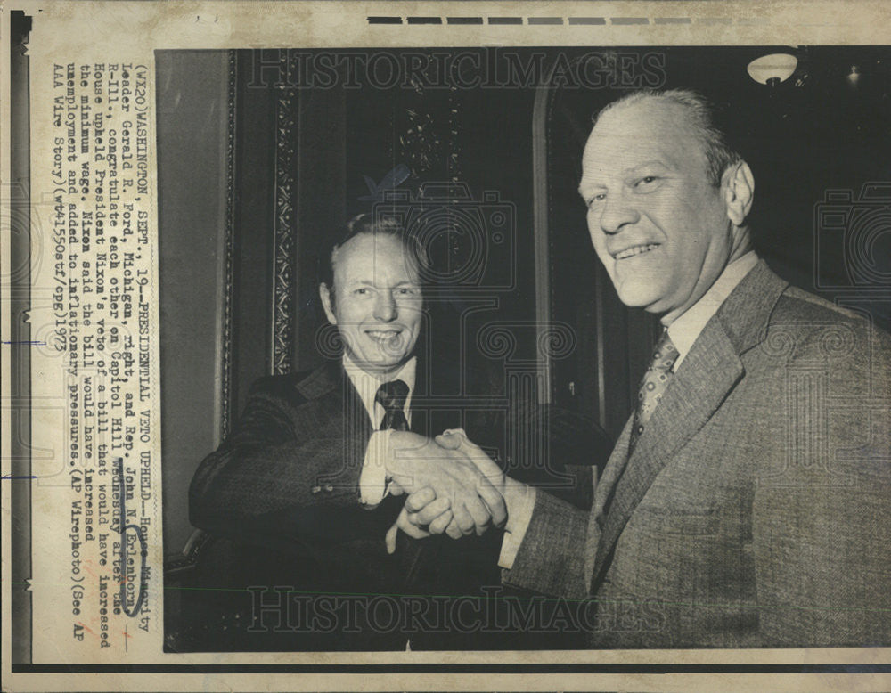 1973 Press Photo Gerald Ford House Minority Leader Rep. John N. Erlenborn Veto - Historic Images