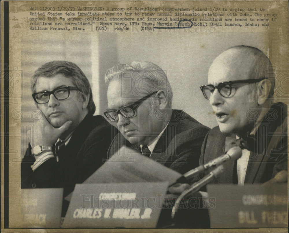 1973 Press Photo Representatives Marvin L. Esch Orval Hansen William Frenzel - Historic Images